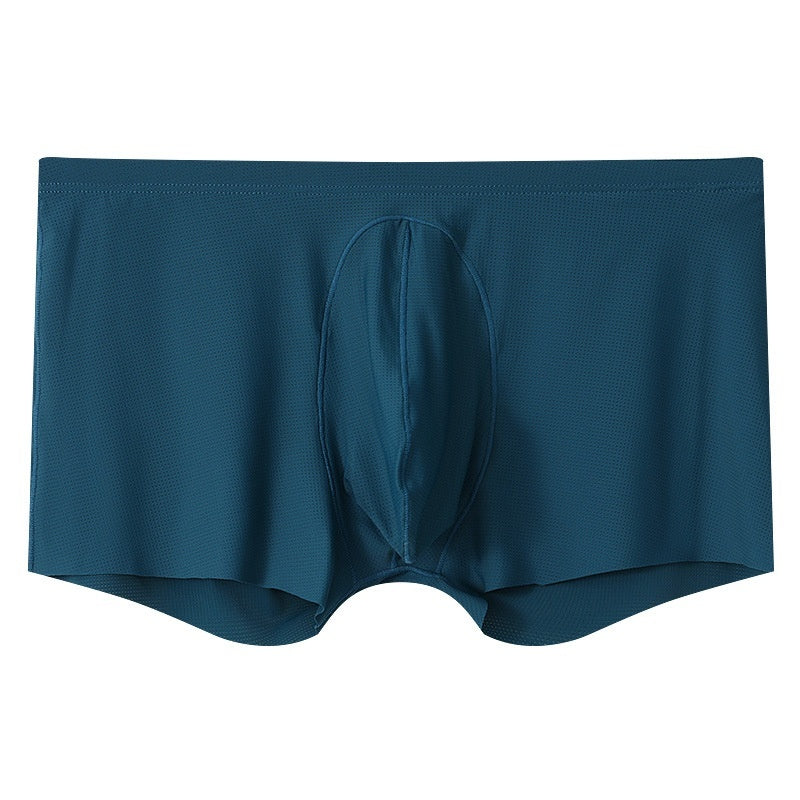 Ice Silk Mesh Big Bag Mid Waist Boxer Underwear
