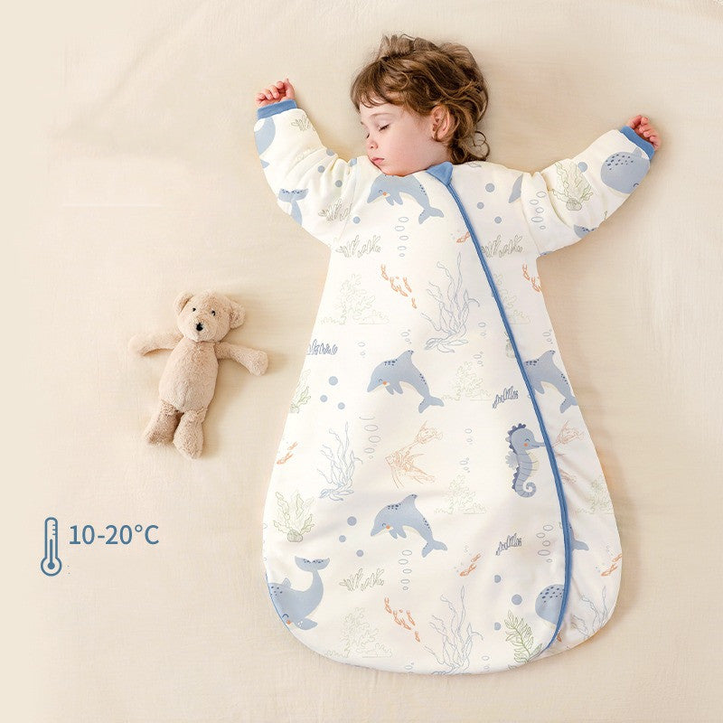 Baby Sleeping Bag With Thermostatic Cotton One-piece Anti-kick