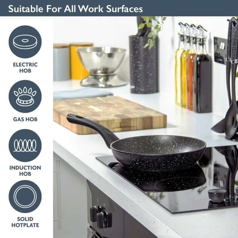 Non Stick Black Frying Pan Ceramic PTFE Coated For Gas Electric Induction