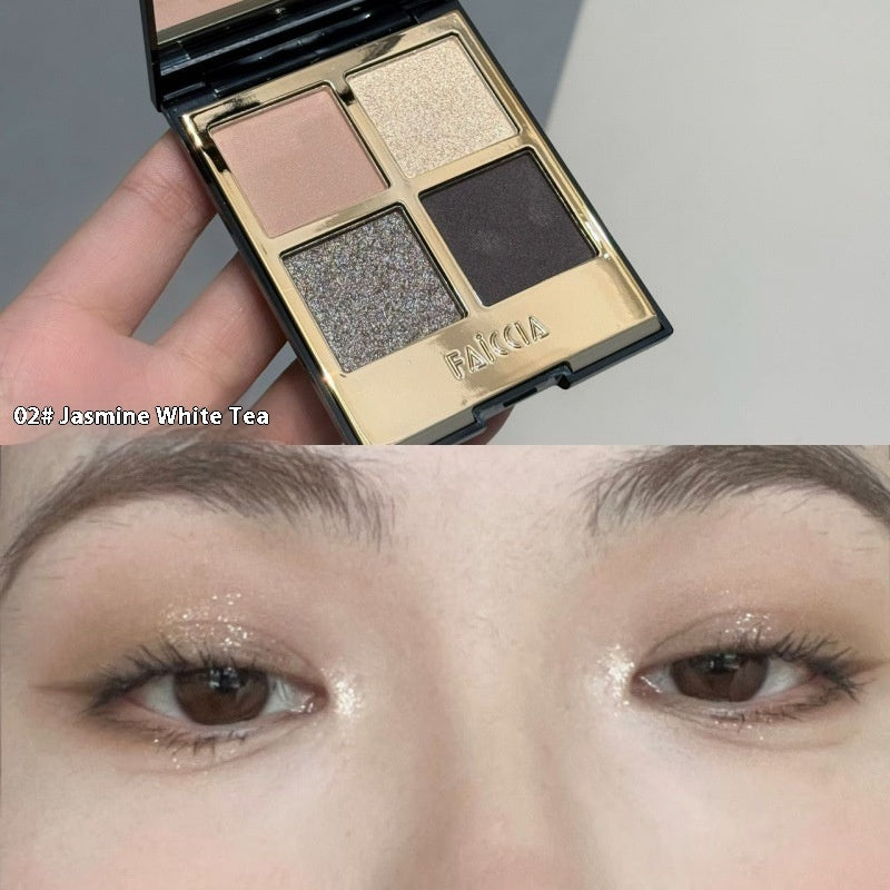 Four Colors Eye Shadow Powder Brown Earth Color Smoky Makeup Matte