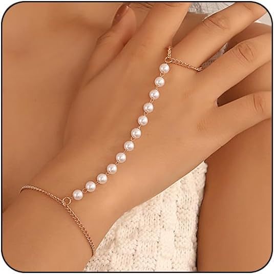 Small Rice-shaped Beads Rice Beads Zircon Pearl Ring Chain Love Finger Chain Ornament