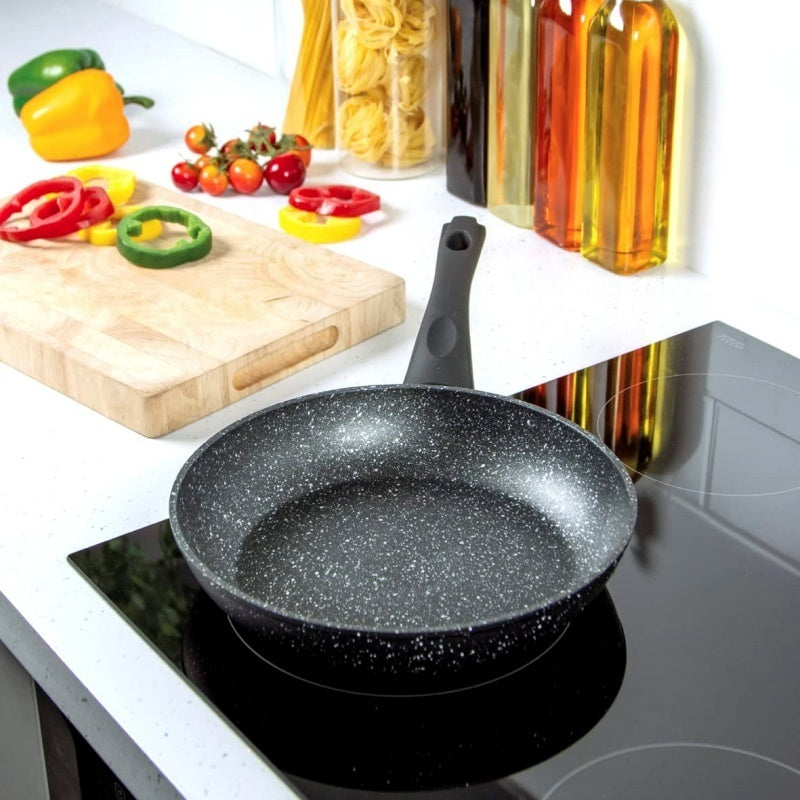 Non Stick Black Frying Pan Ceramic PTFE Coated For Gas Electric Induction