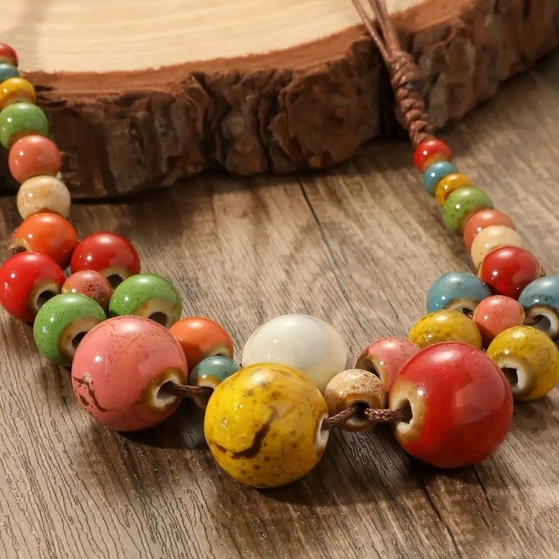 Women's Niche Design Fashion Ethnic Style Beaded Colorful Necklace