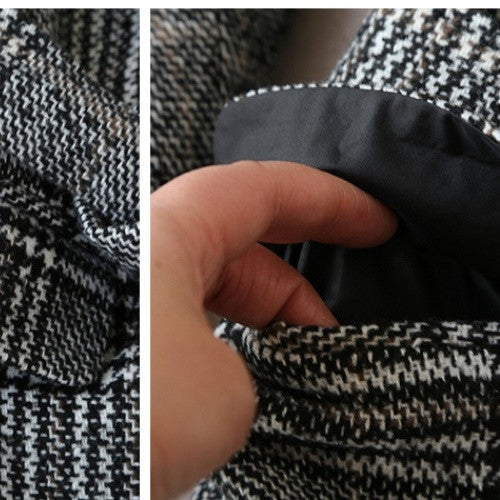 Was Thin Temperament Long Woolen Plaid Coat Woolen Coat