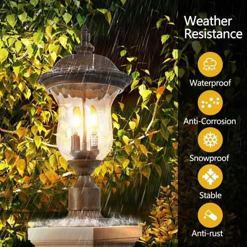 Vintage Outdoor Light Pole Lights, Waterproof Garden Patio Lights, Walkway & Driveway Lighting - One Piece No Bulb Unavailable Platforms