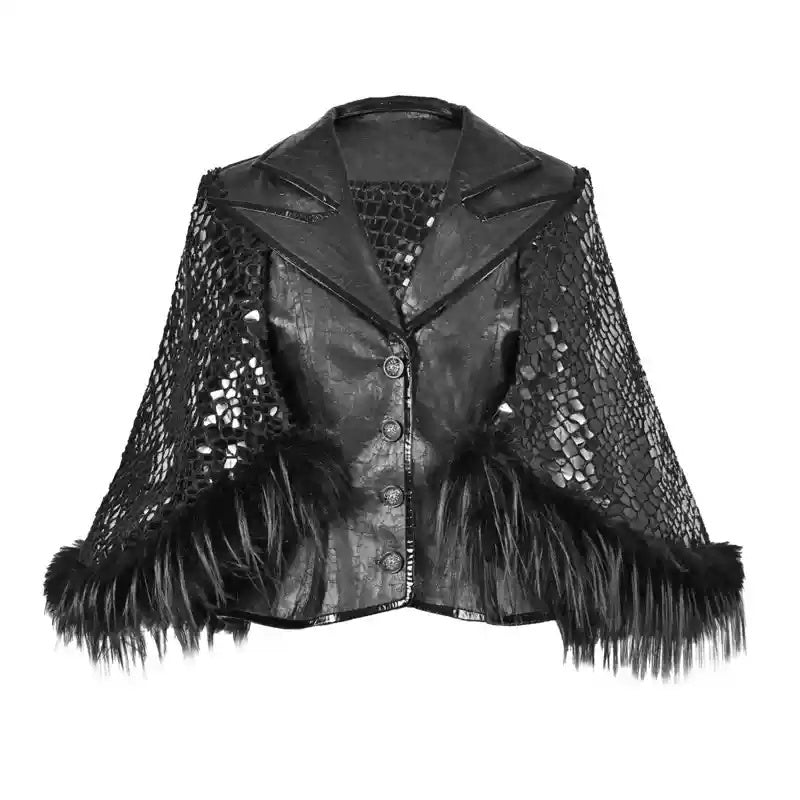 Gothic Office Siren Fur Suit Cape Cloak Coat For Women