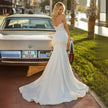 White Simple Trip Shoot Fishtail Bridal Tube Top Wedding Dress