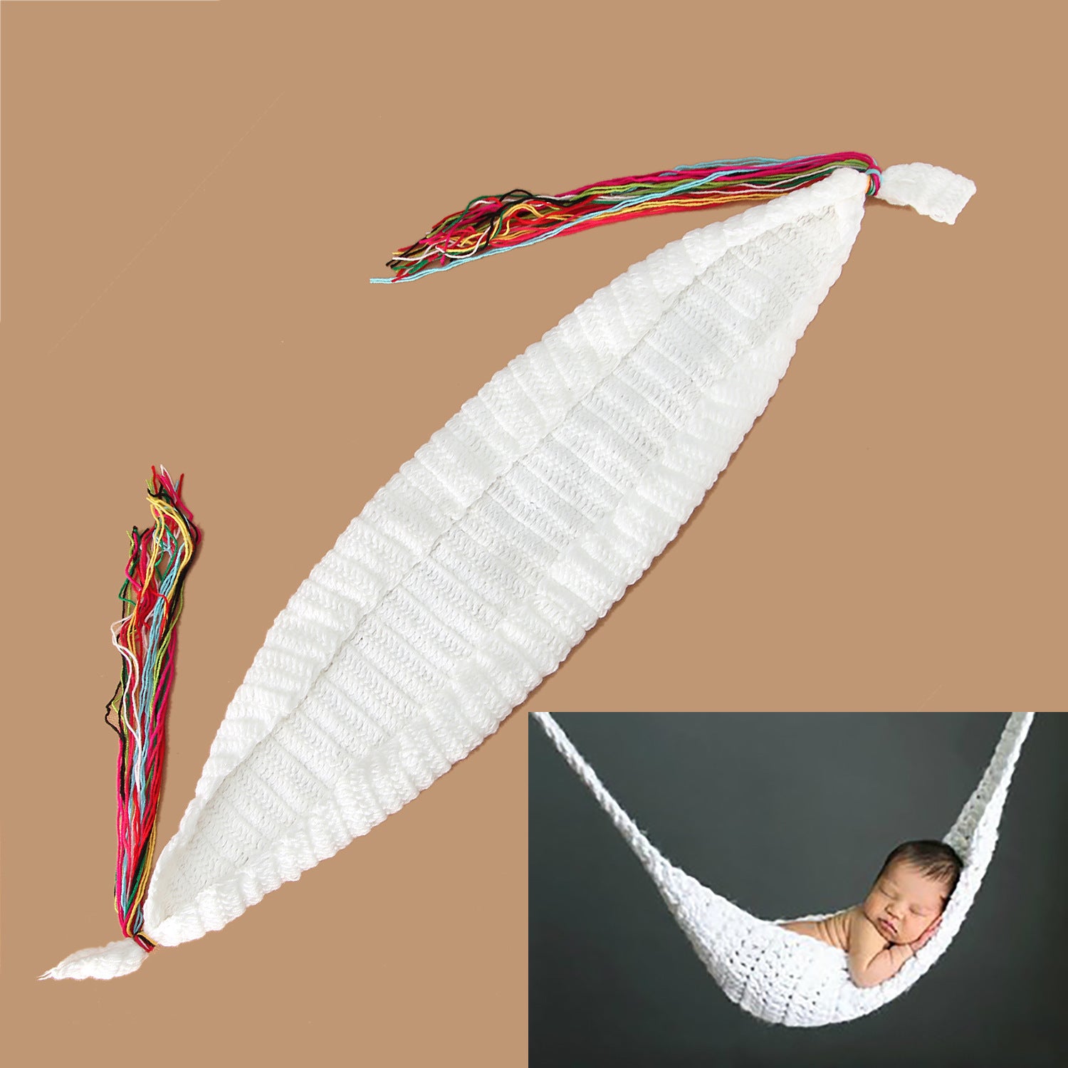 Handmade Knitted Wool Newborn Photography Props Hammock