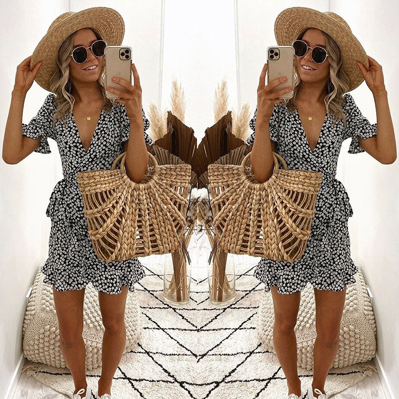 V-neck Short Sleeve Dress