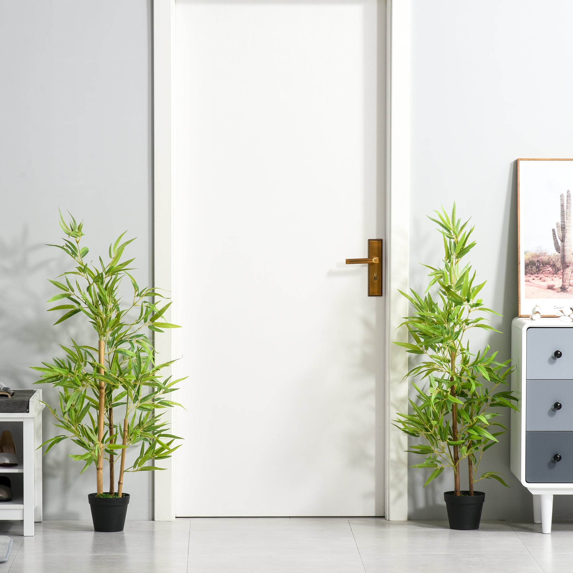 Artificial Ficus Tree, With Weighted Plant Pot - Green