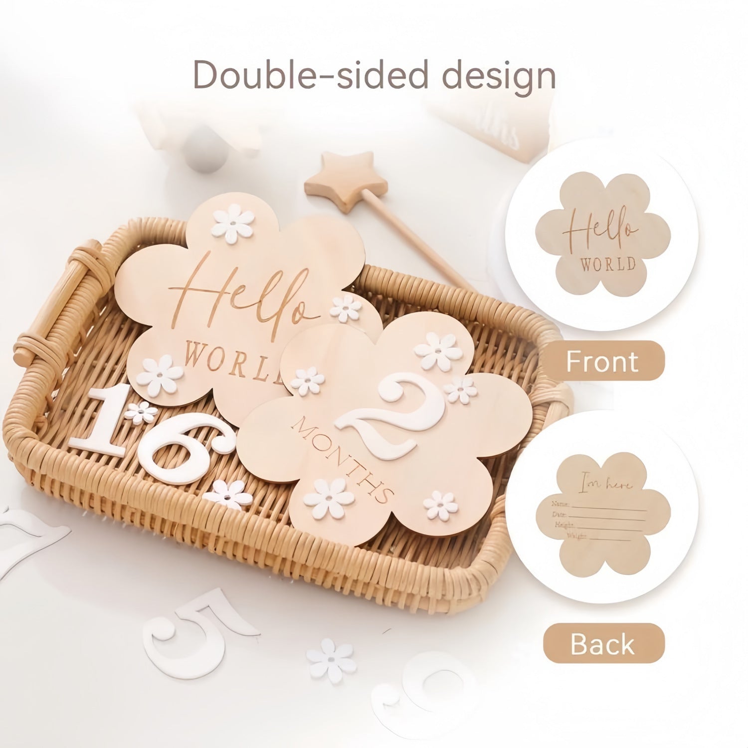 Baby Milestone Wooden Photo Props