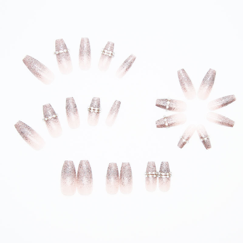 French Sparkling Diamond Wear Fake Nail Set