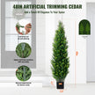 2 Pack 4' Artificial Cedar Topiary Tree Faux Plant UV Decor In/Outdoor
