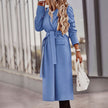 Solid color belt classic long Nizi coat coat