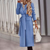 Solid color belt classic long Nizi coat coat