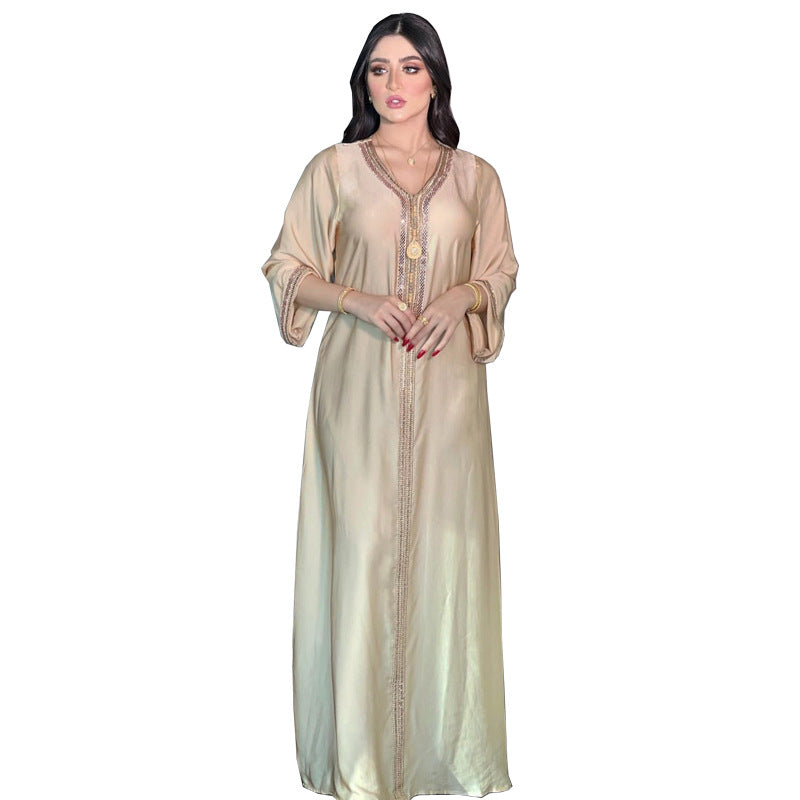 Fashion Women's Solid Color Hot Diamond Dress