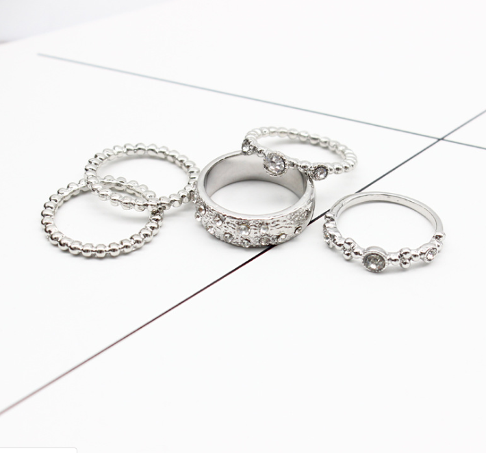 Jewelry Rose Gold Stackable Diamonds Set Of Five Sets Of Rings BohemiaJ