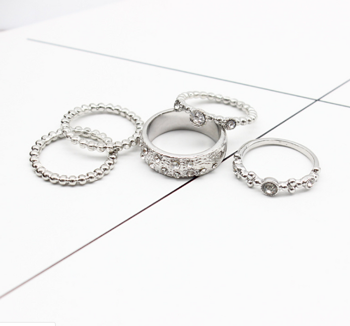 Jewelry Rose Gold Stackable Diamonds Set Of Five Sets Of Rings BohemiaJ
