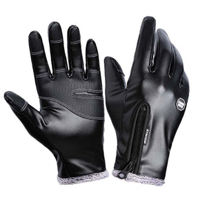 Windproof and waterproof zipper leather gloves