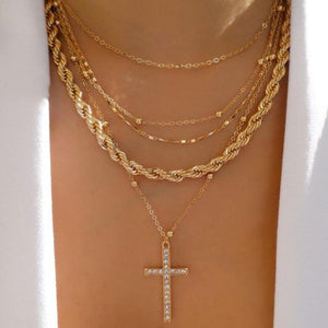 Multilayer Trend Elegant Jewelry Long Snake Chain Crystal