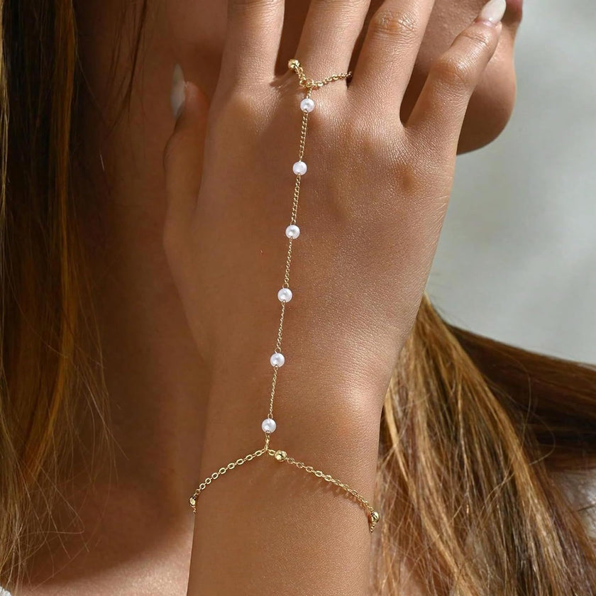Small Rice-shaped Beads Rice Beads Zircon Pearl Ring Chain Love Finger Chain Ornament