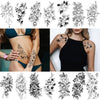 Black and white sketch flower tattoo stickers