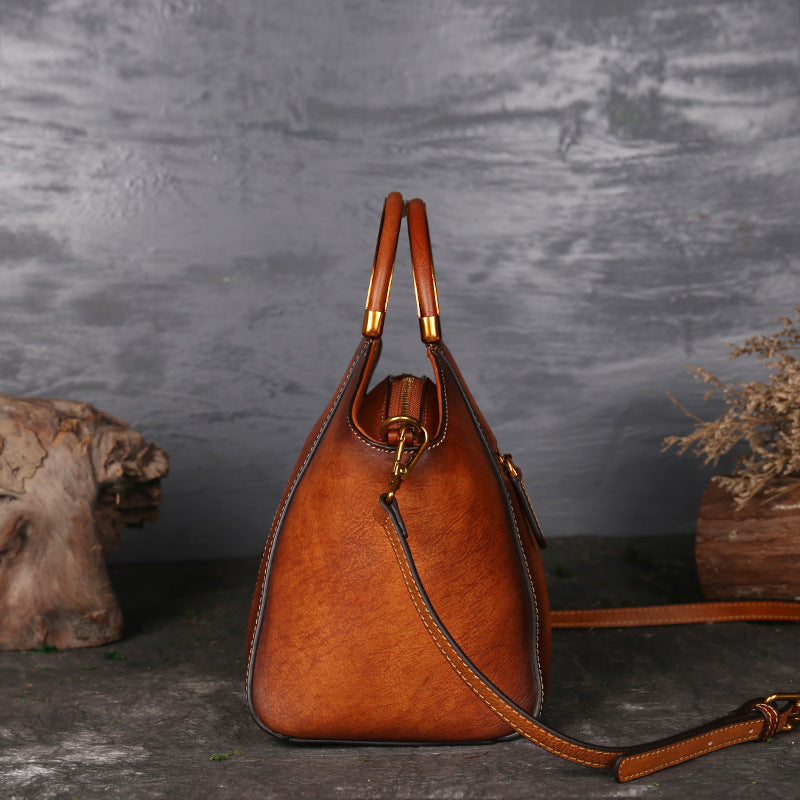 Handbag Totem Pattern High Quality Natural Skin Women Shoulder Tote Bags
