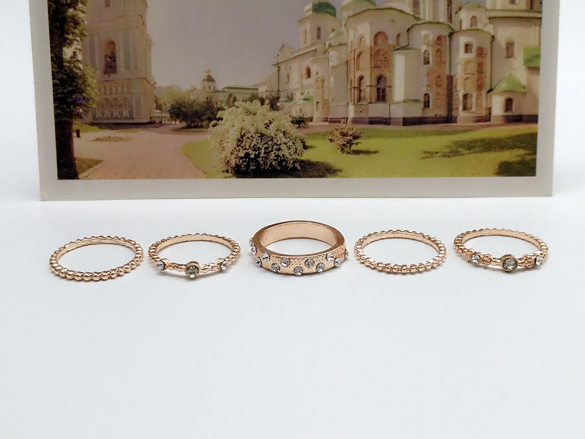 Jewelry Rose Gold Stackable Diamonds Set Of Five Sets Of Rings BohemiaJ