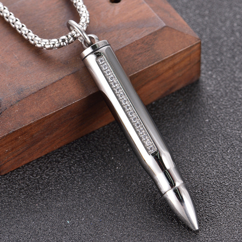 Ornament Diamond Bullet Pendant Stainless Steel Perfume Bottle Can Be Unscrewed