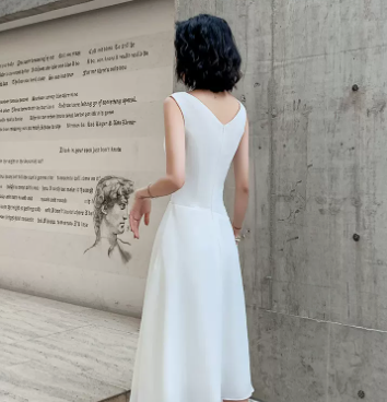 Birthday Party White V-neck Party Dress