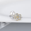 Color Separation Flower Pearl Ring S925 Silver Ring Adjustable