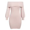Lantern sleeve knitted sweater dress