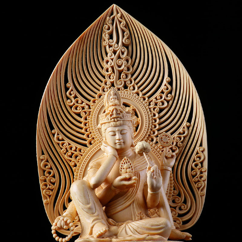 Chinese Cypress Finely Carved Guanyin Ornament