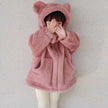 Bear Hooded Plush Cotton-padded Coat Thickened Warm Mid-length Jacket