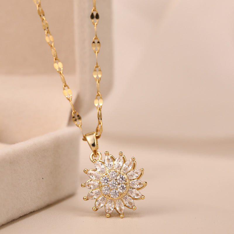 Double-layer Rotatable Sunflower SUNFLOWER Necklace