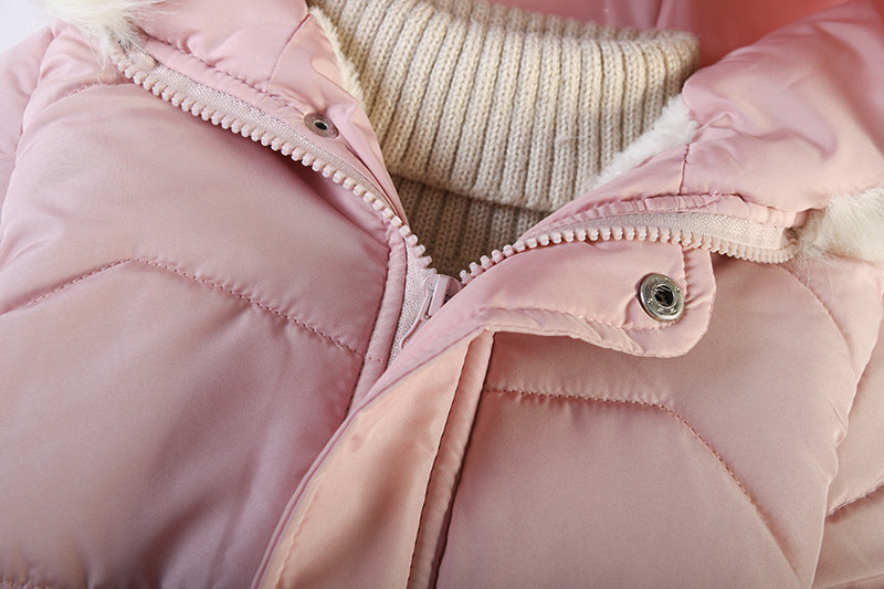 Girls' Long Hooded Cotton Coat