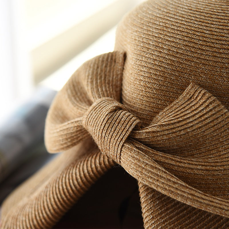 Tri Color Mixed Line Sun Hat French Style