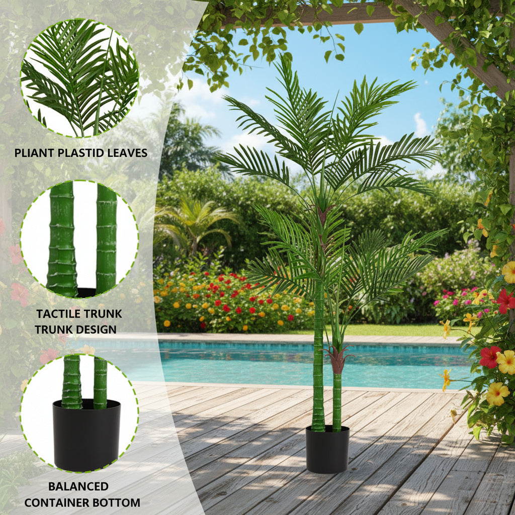 6FT Artificial Tree Natural Green Leaves Indoor Potted Plant Faux Tree For Home Office Festival Decor