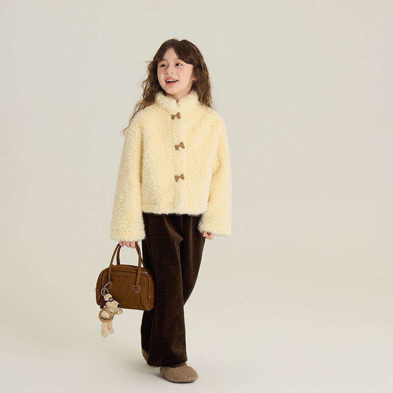 Furry Coat Children Single-layer Fleece-lined Warm-keeping Cotton Clothing