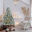 4FT Snow Flocked Christmas Tree Premium Artificial Christmas Tree With 404 Mixed PE Leaves & Tips, Small Realistic Full Pine Unlit Faux Xmas Tree With Snow For Home Office Holiday Decor