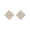 Square Over 25 Silver Stud Rhinestone-encrusted Vintage Earrings