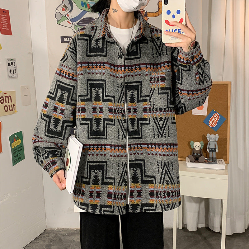 Style Poster Wall Loose Woolen Coat Plus Size Men