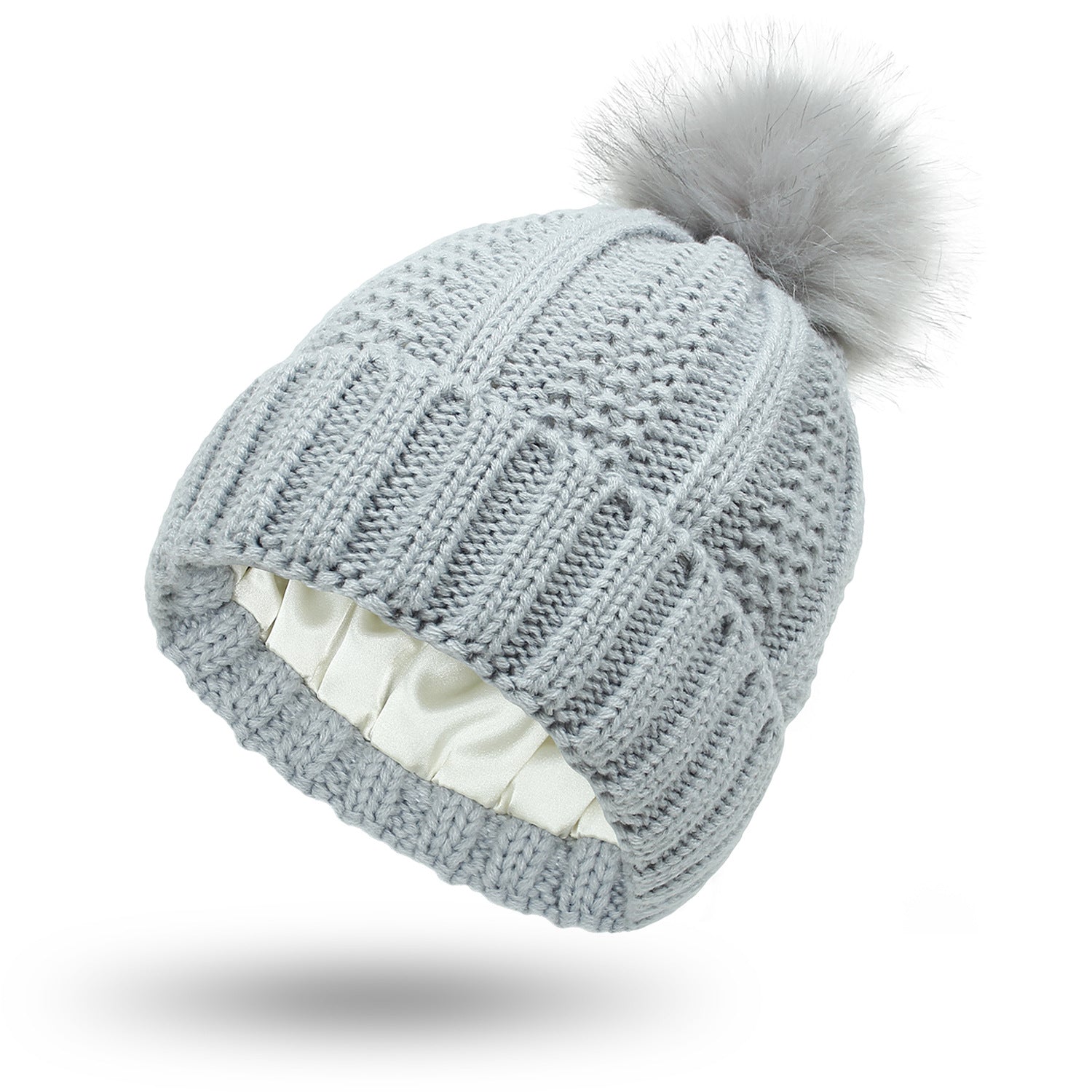 Fashion Stretchy Satin Lined Skull Knit Hats Beanie Hat For Women