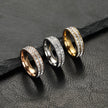 Women's Fashion Simple Stainless Steel Single And Double Row Zircon Ring