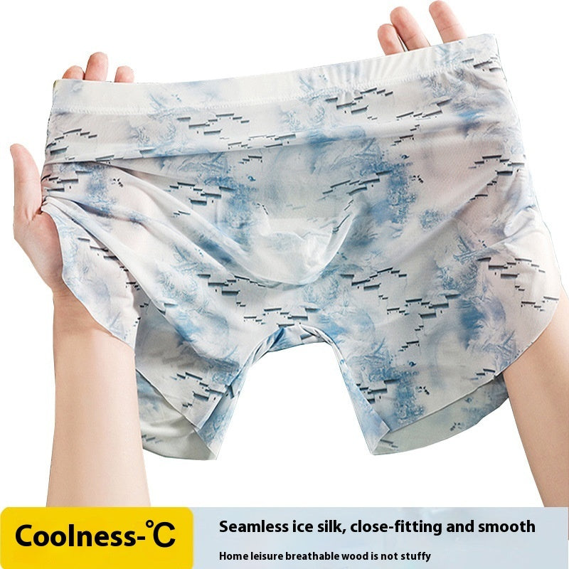 Ice Silk Sense Seamless Ultra-thin Transparent Men's Underwear Male U Convex Big Bag