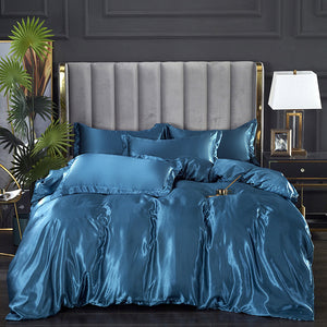Pure Color Washed Ice Silk Quilt Cover Bedding