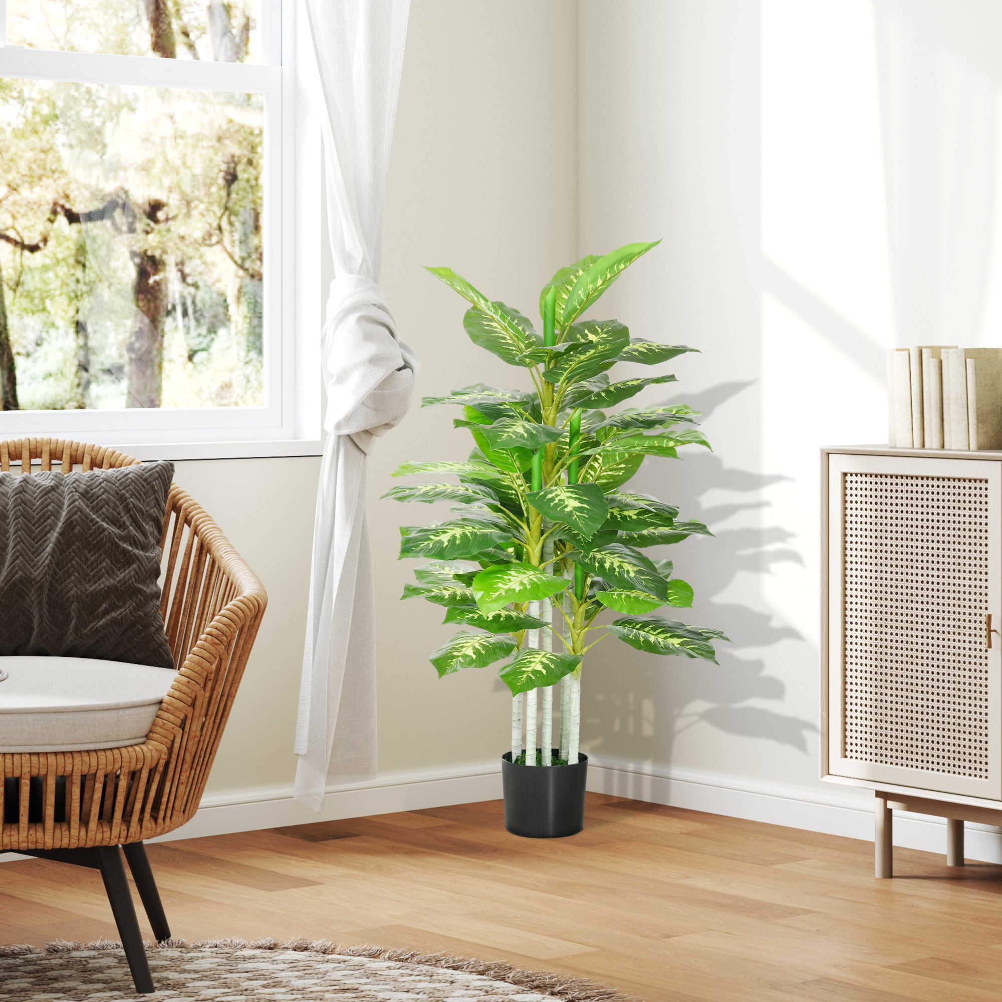 Artificial Evergreen Tree Fake Decorative Plant In Nursery Pot For Indoor Decor, 120cm