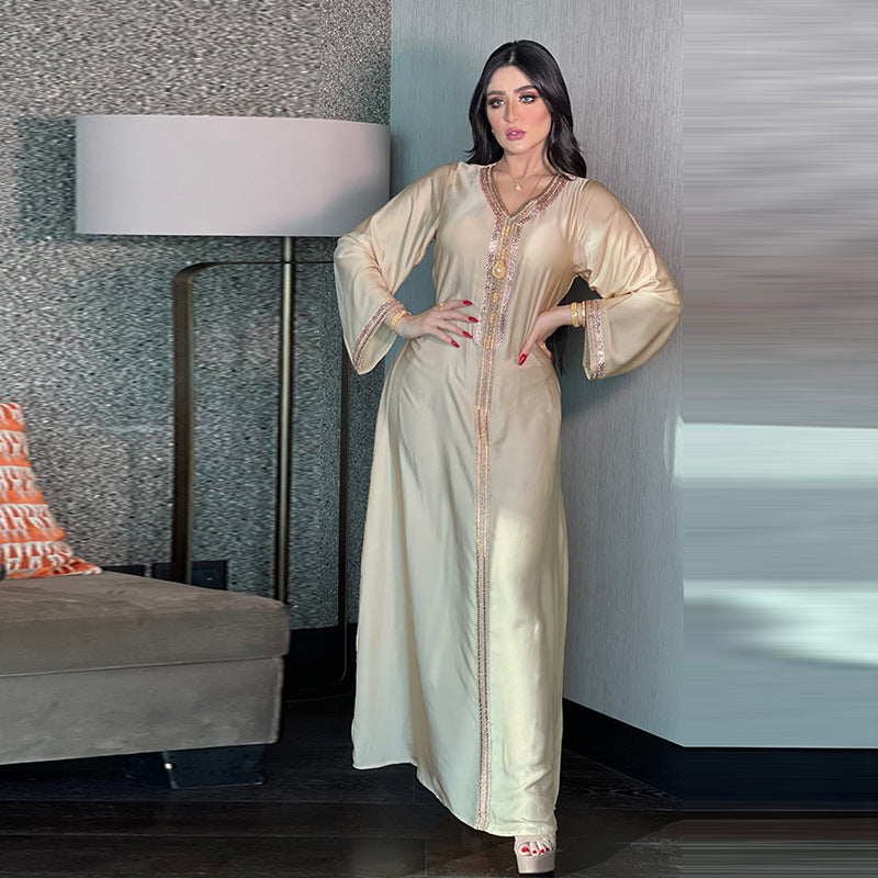 Fashion Women's Solid Color Hot Diamond Dress