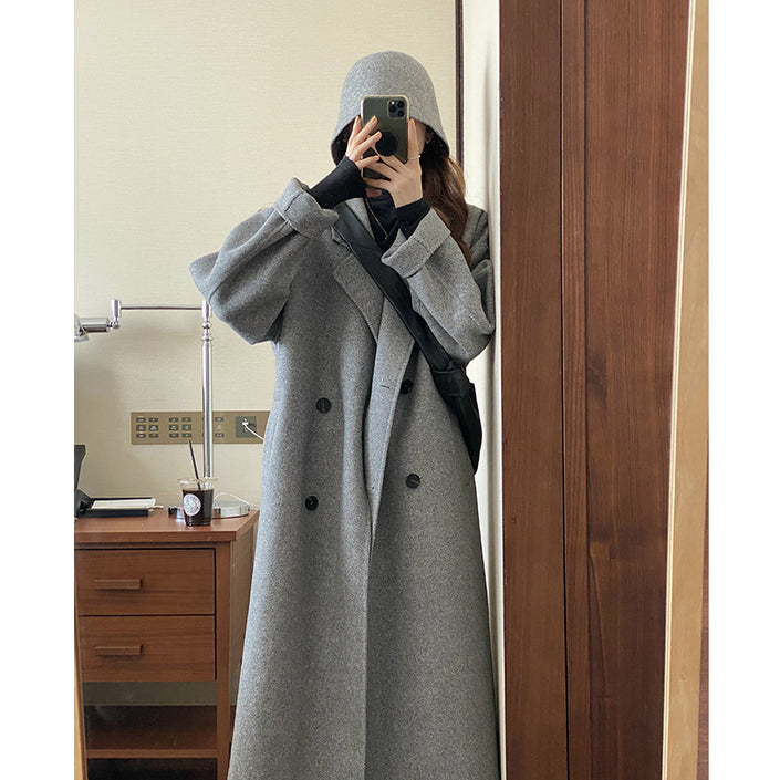 Mid-length Cashmere Coat Women's Casual Thickening