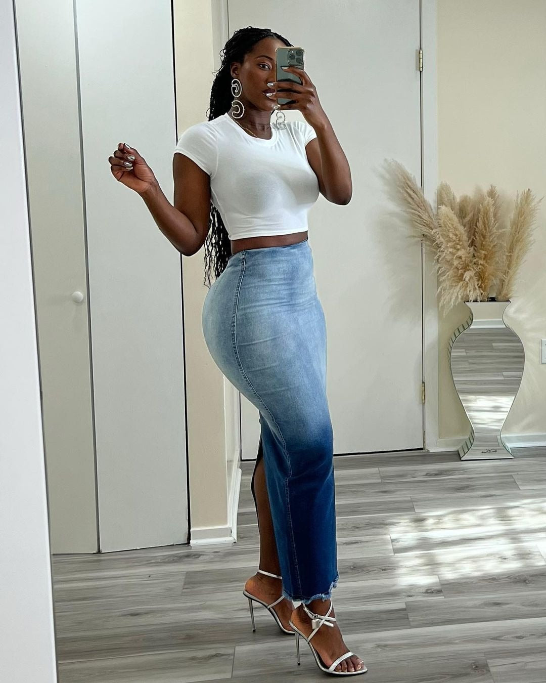 Women's Clothing Fashion Slit Tassel Denim Skirt